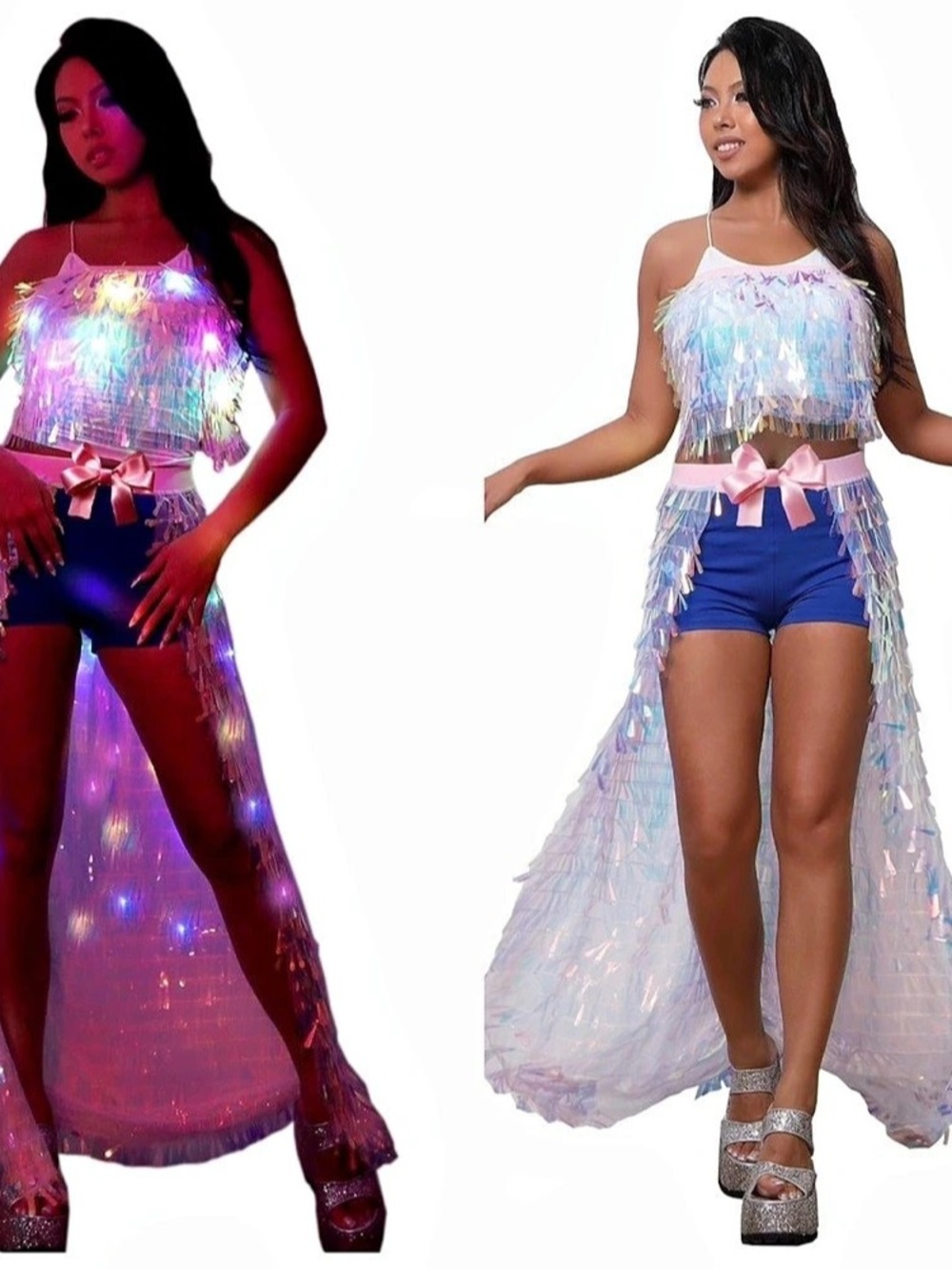 NWT Sparkly Sequin Skirt Bra for Women Girls Rave Costumes Festival Outfits